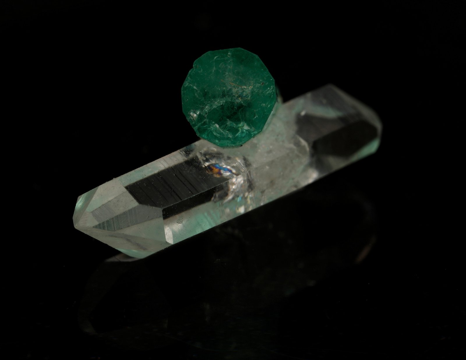 Beryl (variety emerald), Quartz
Beryl=9mm  Quartz=13mm
(Autor: Fiebre Verde)