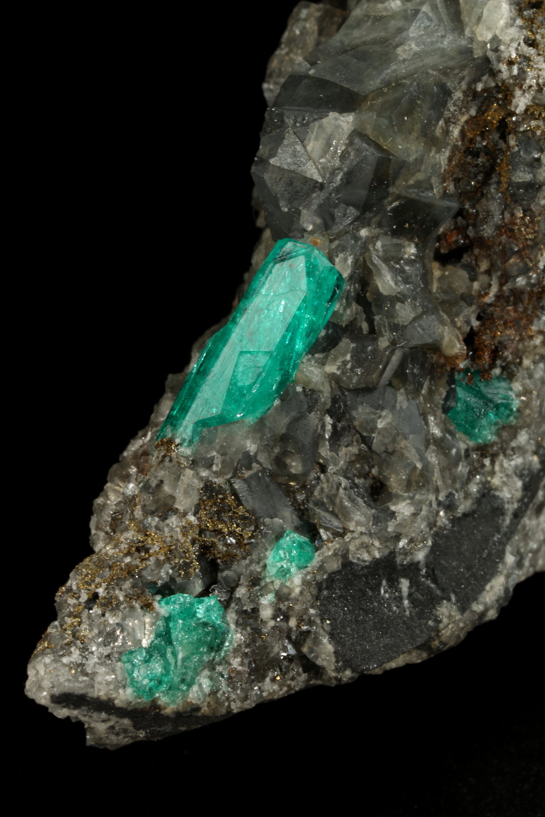 Beryl (variety emerald), Calcite, Pyrite
43x85x85mm, xl=13mm
(Autor: Fiebre Verde)