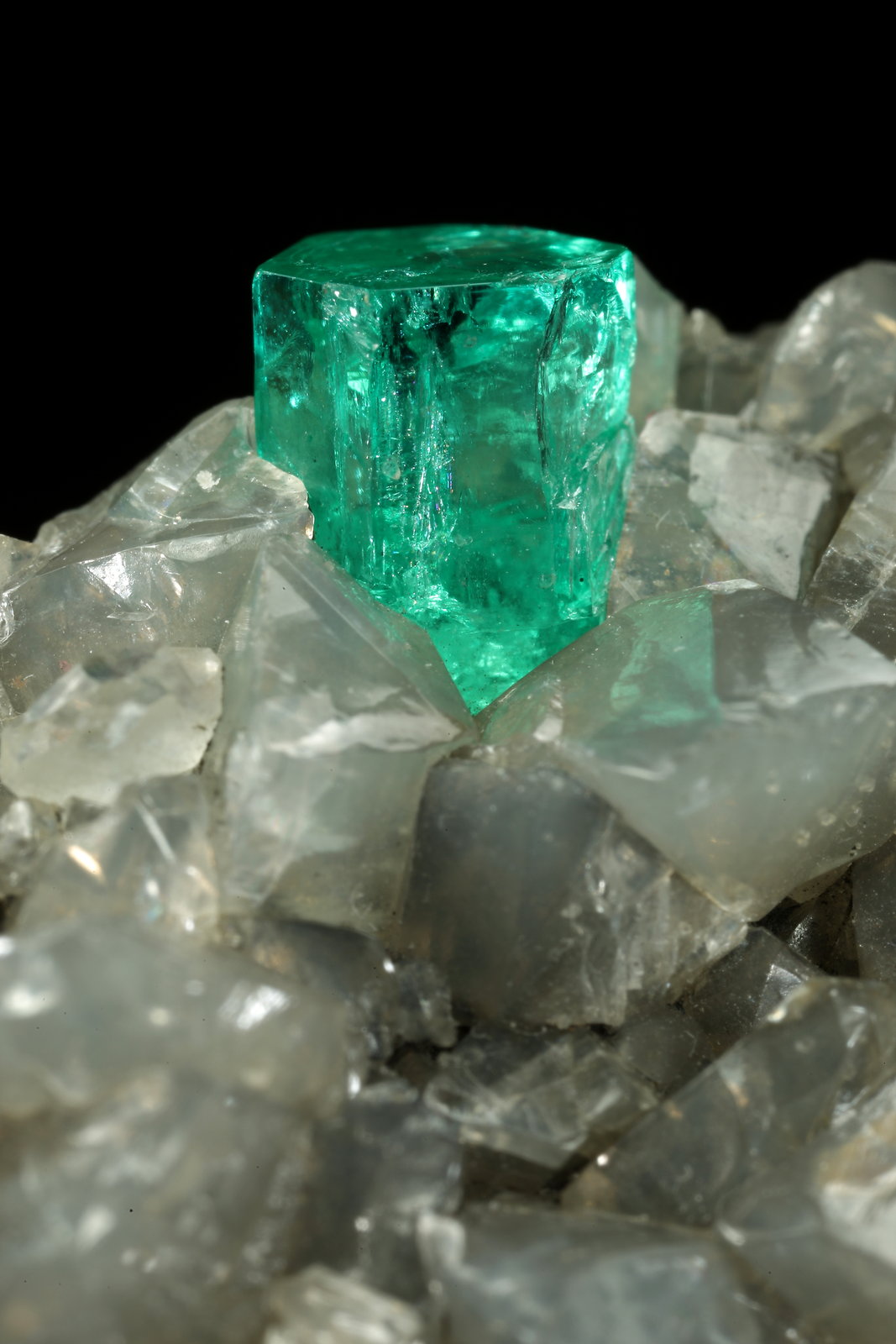 Beryl (variety emerald), Calcite, Dolomite
81x58x36mm, xls up to 6mm
(Autor: Fiebre Verde)