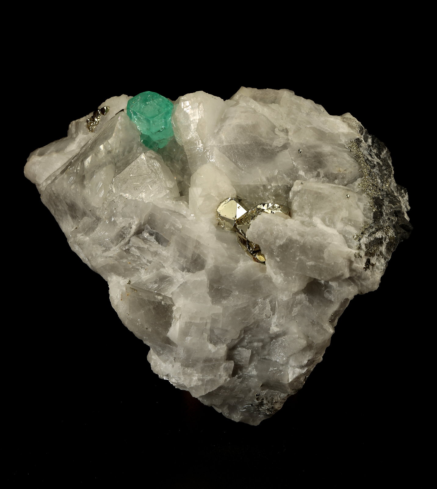 Beryl (Var. Emerald), Calcite, Pyrite
85x62x64mm, xl=8x9mm
(Autor: Fiebre Verde)