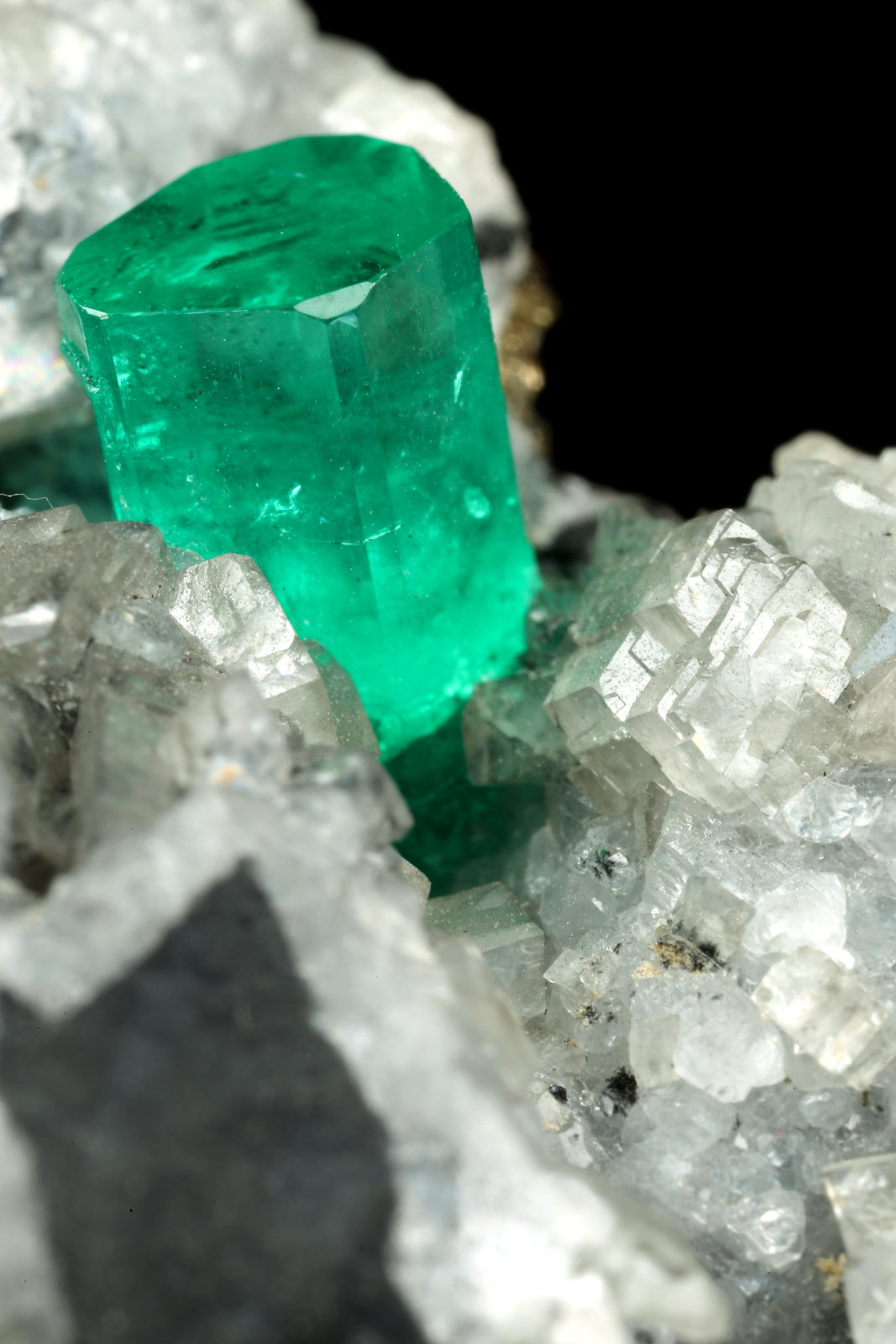 Beryl (variety emerald), Calcite, Dolomite, Pyrite
27x30x33mm, xl=9x6mm
(Autor: Fiebre Verde)