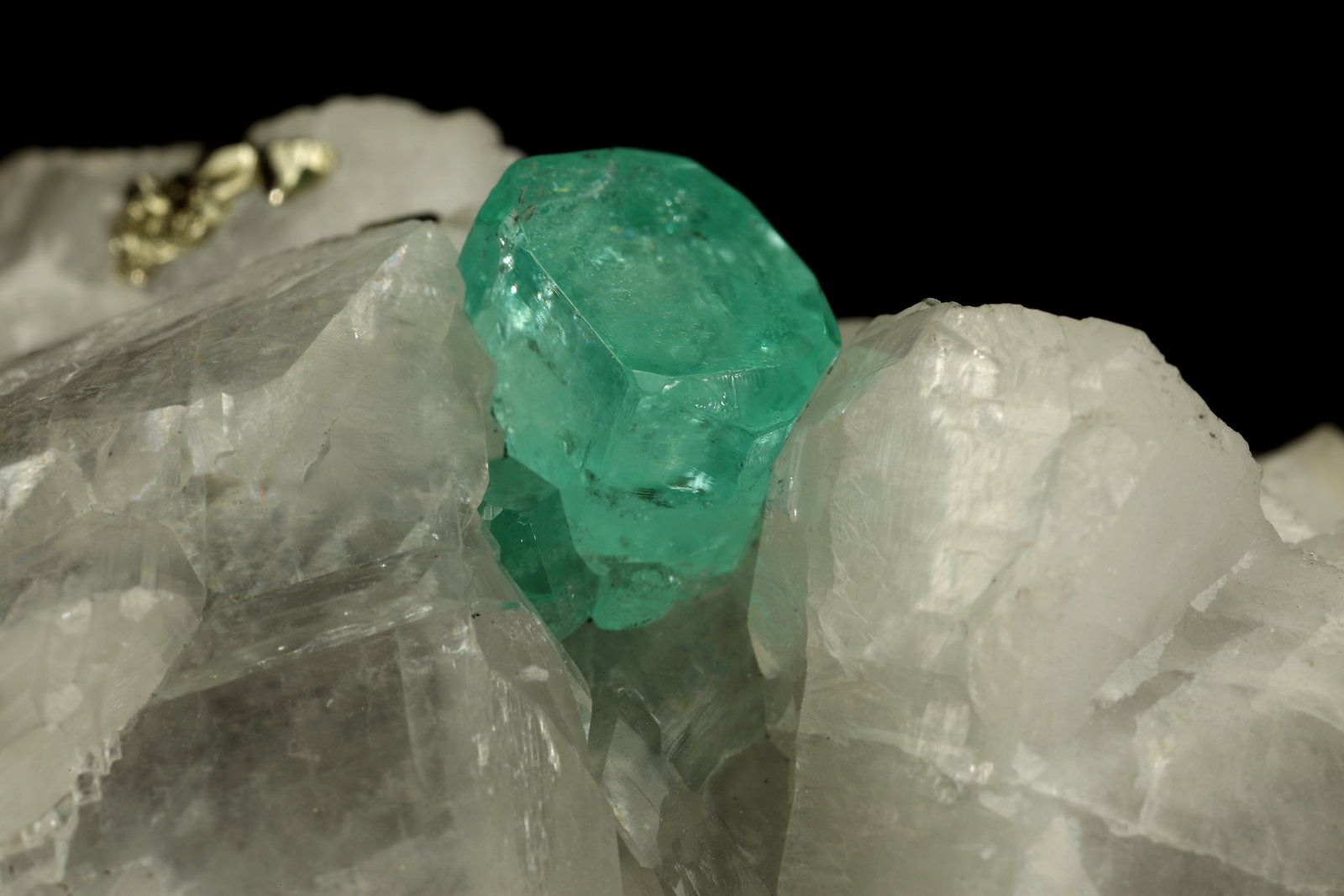 Beryl (Var. Emerald), Calcite, Pyrite
85x62x64mm, xl=8x9mm
(Autor: Fiebre Verde)