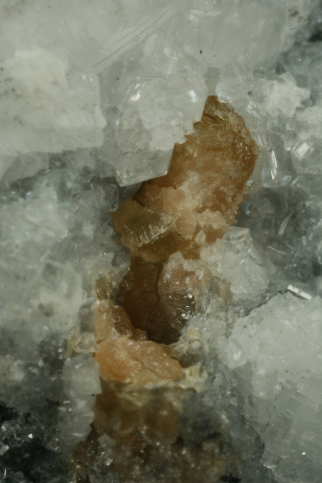 Beryl (variety emerald), Calcite, Parisite
FOV=6mm
(Autor: Fiebre Verde)