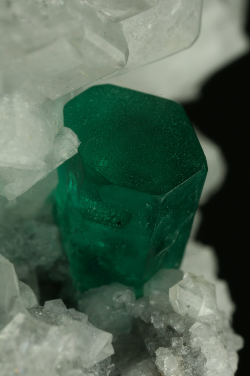 Beryl (variety emerald), Calcite, Parisite
70x45x50mm - Detail
(Autor: Fiebre Verde)