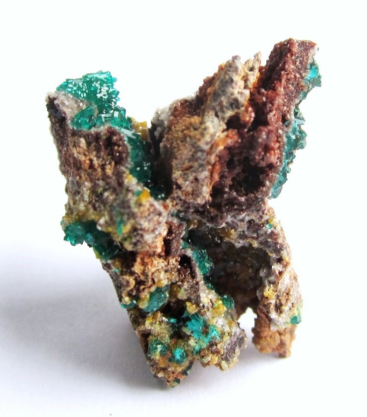 Dioptase, Mimetite (?) or Wulfenite (?)
Specimen height 2,5 cm
(Autor: Tobi)