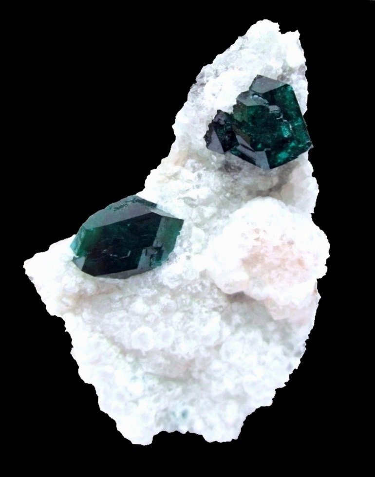 Dioptase
Specimen size 5 cm, largest dioptase crystal 1,3 cm
(Autor: Tobi)