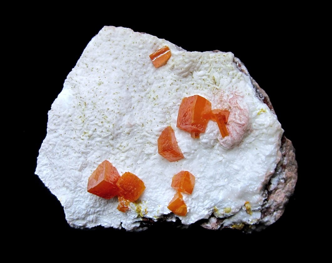 Wulfenite
Specimen size 6,5 cm, largest wulfenite 7 mm
(Autor: Tobi)