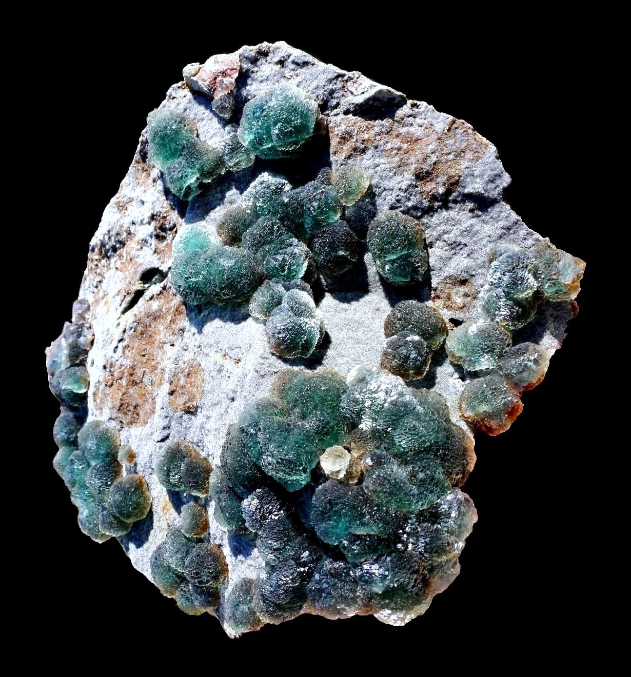 Fluorite
Specimen size 18 cm, largest crystal balls 1,5 cm
(Autor: Tobi)