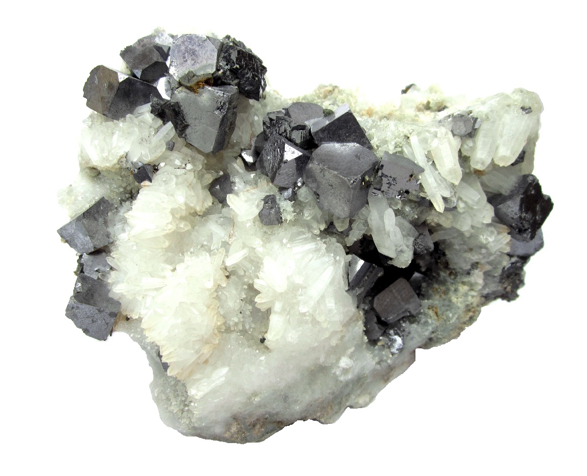 Galena, quartz
Specimen size 12 cm, largest galena crystal 1 cm
(Autor: Tobi)