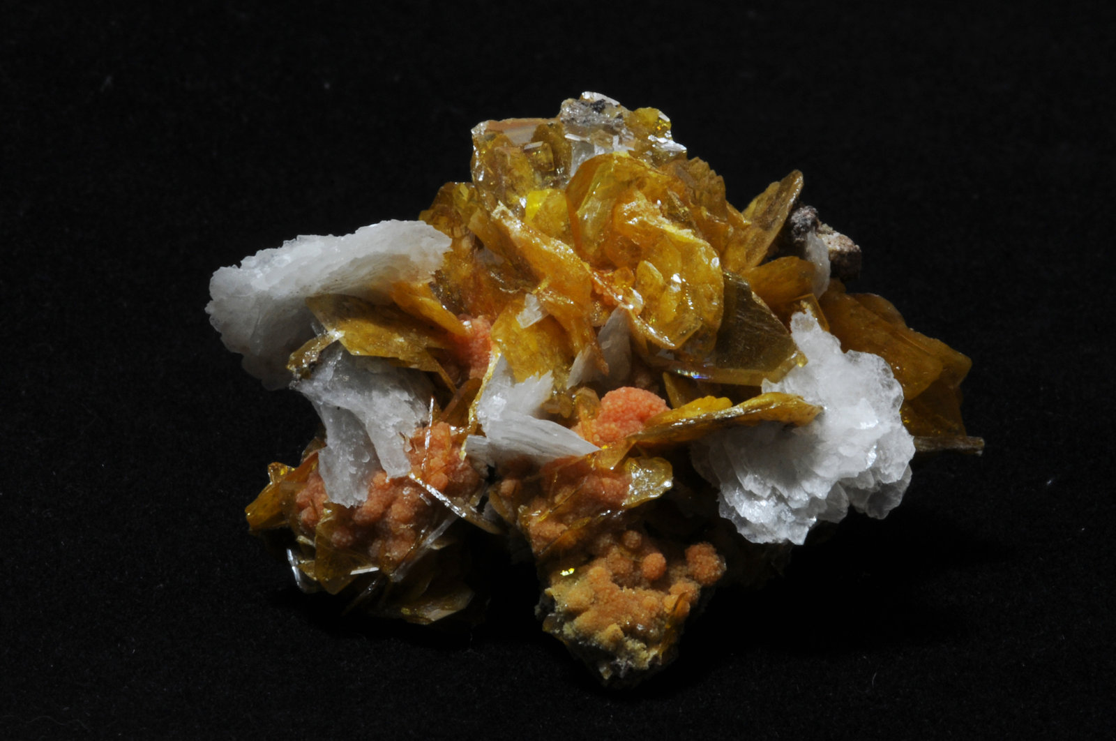 Barite on Wulfenite and Mimetite
5.7 x 4.6 x 3.4 cm
(Autor: steven calamuci)