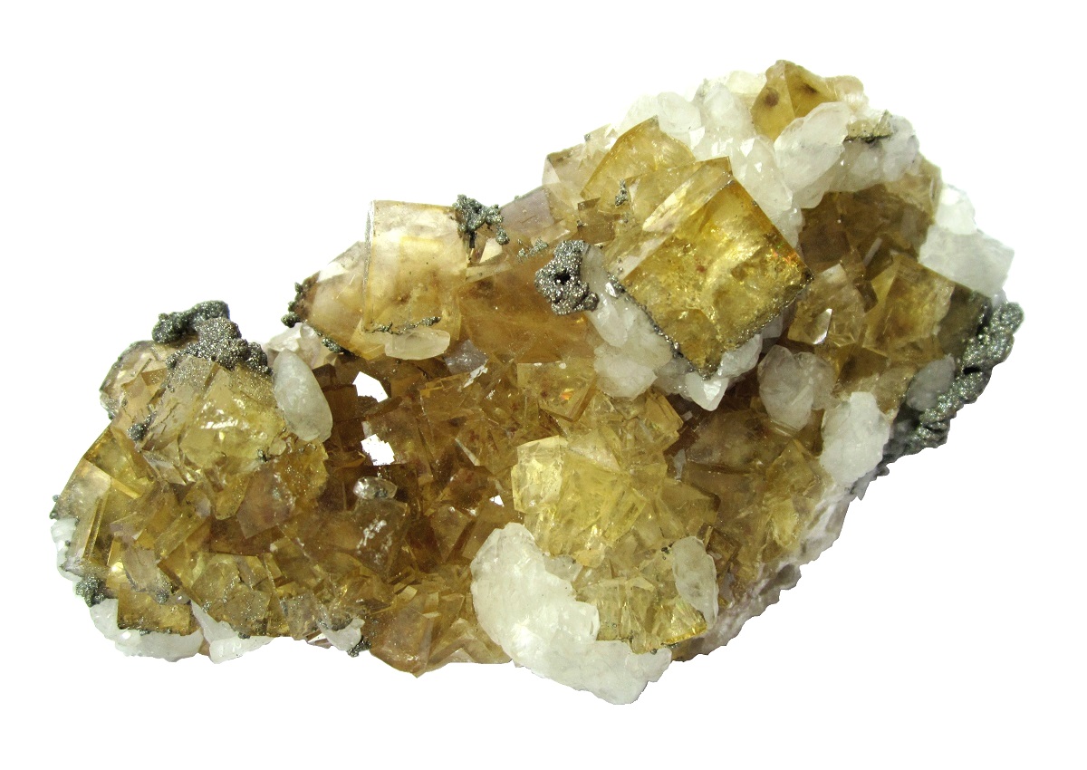 Fluorite, Calcite, Marcasite
Specimen size 10 cm, largest fluorite 1,3 cm
(Autor: Tobi)