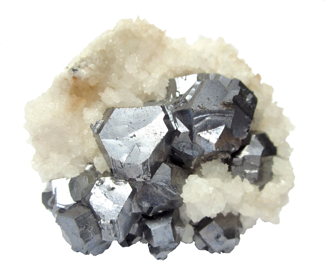 Galena, calcite
60 mm x 50 mm x 30 mm, largest galena 15 mm
(Autor: Tobi)