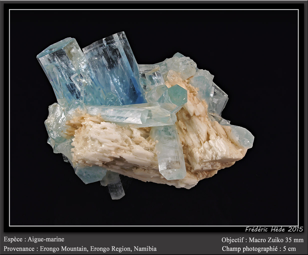Beryl (variety aquamarine) with Albite
fov  5 cm
(Autor: ploum)