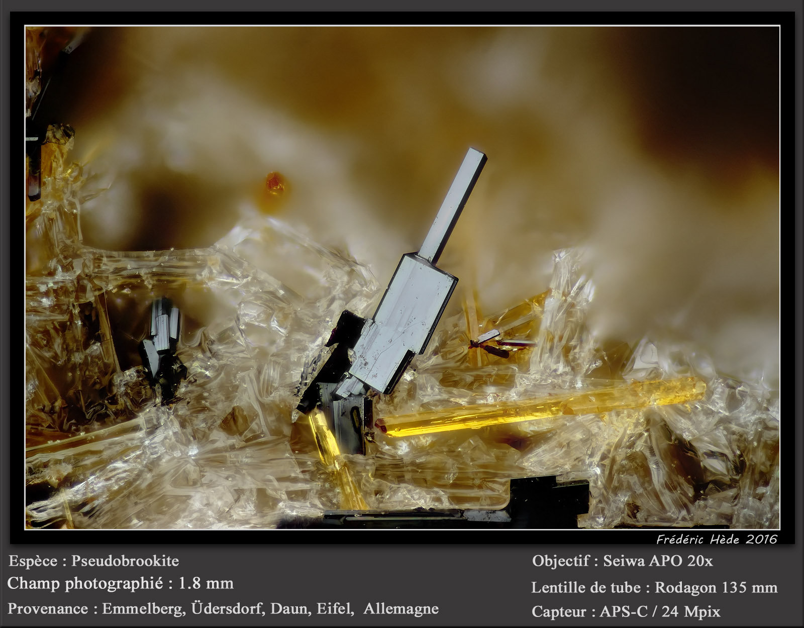 Pseudobrookite
fov 1.8 mm
(Autor: ploum)