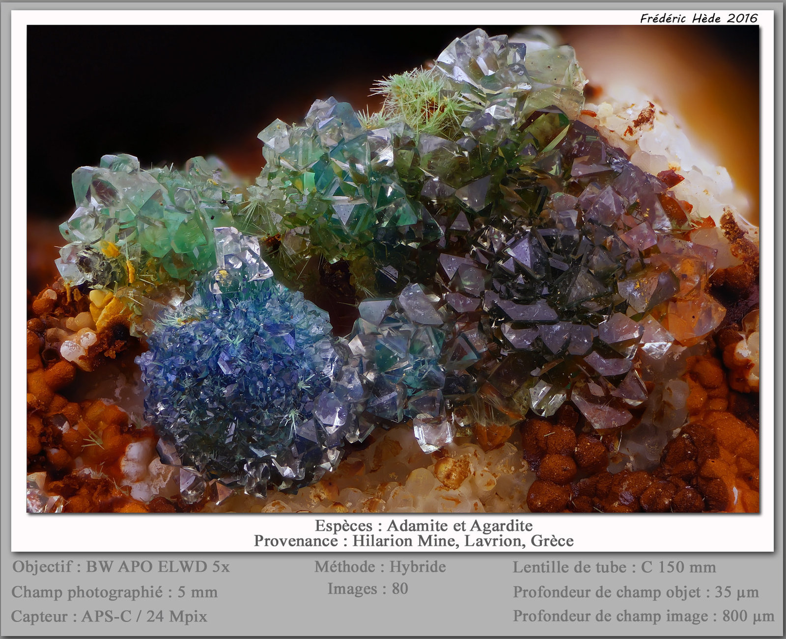 Adamite and Agardite-(Y)
fov 5 mm
(Autor: ploum)