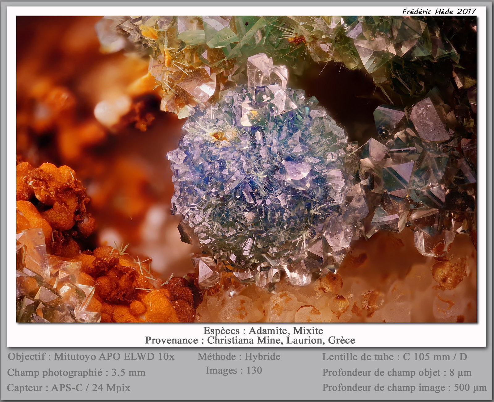 Adamite and Mixite
fov 3.5 mm
(Autor: ploum)