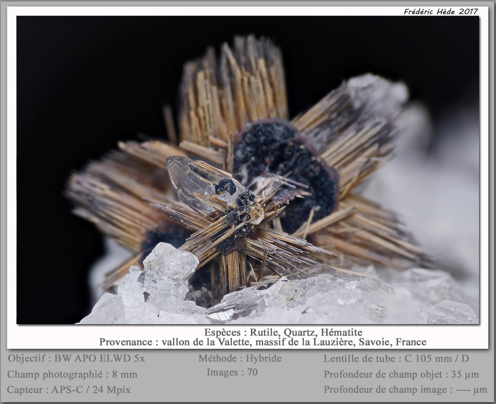 Rutile and Hematite
fov 8 mm
(Autor: ploum)