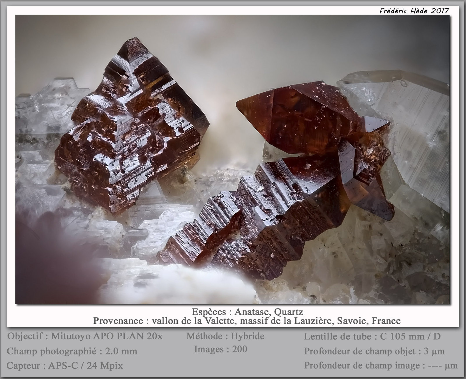 Anatase on Quartz
fov 2 mm
(Autor: ploum)