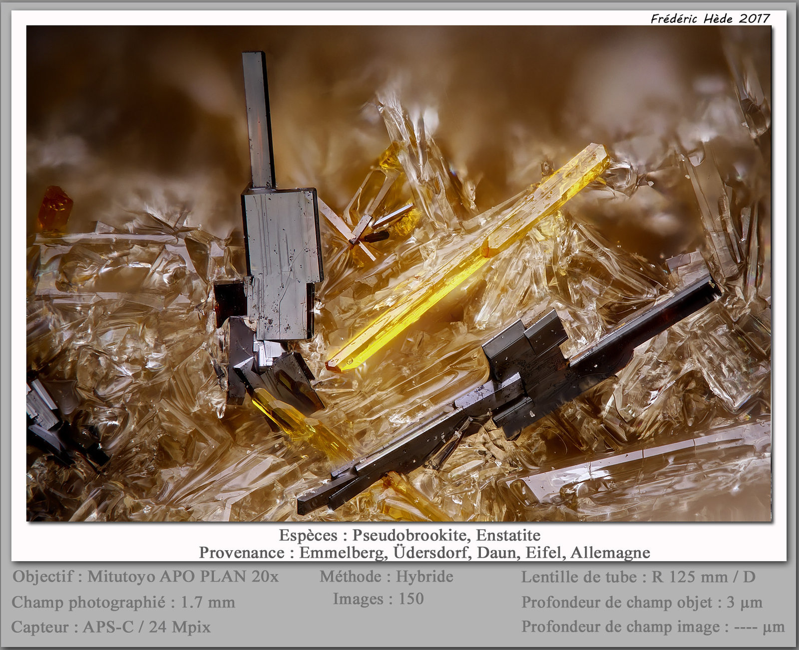 Pseudobrookite with Enstatite
fov 1.7 mm
(Autor: ploum)