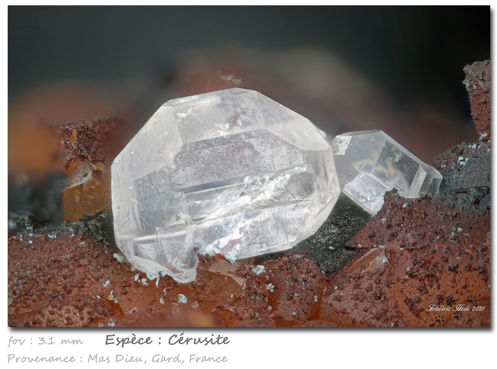 Cerusite
fov 3.1 mm
(Autor: ploum)