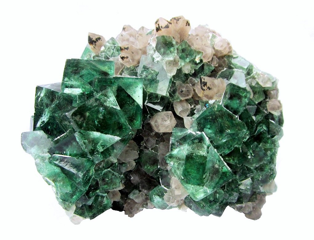 Fluorite, Quartz
Specimen size 15 cm, largest fluorite 2,5 cm
(Autor: Tobi)