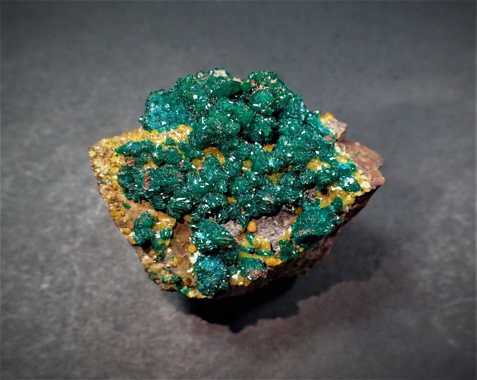 Dioptase, Wulfenite
46 mm x 45 mm x 33 mm
(Autor: Don Lum)