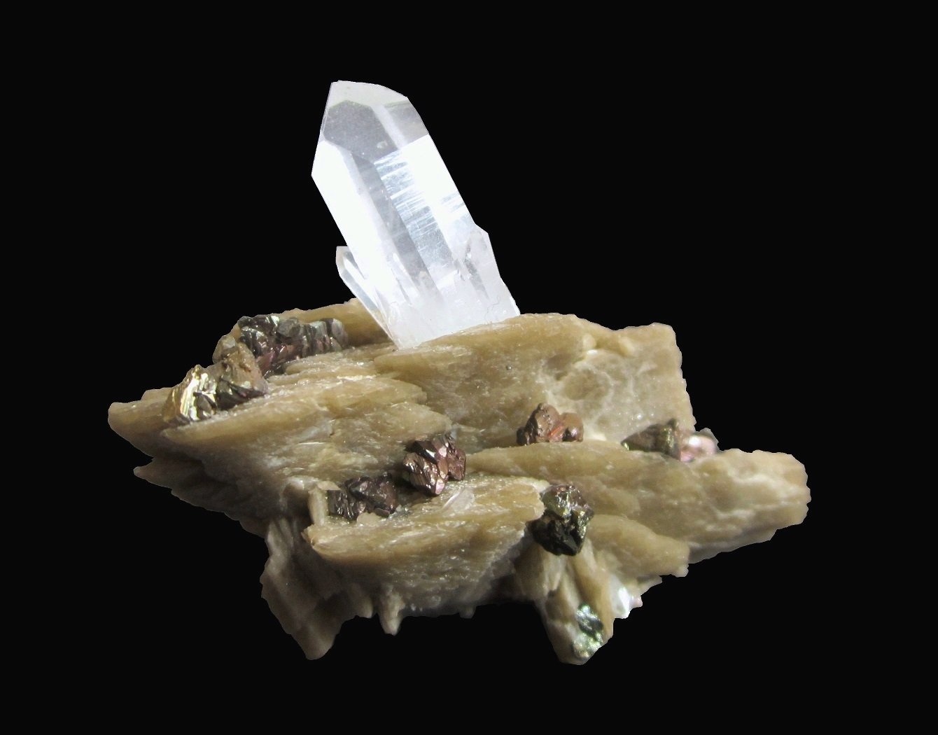 Quartz, Siderite, Chalcopyrite
Specimen size 4 cm, quartz crystal 1,8 cm
(Autor: Tobi)