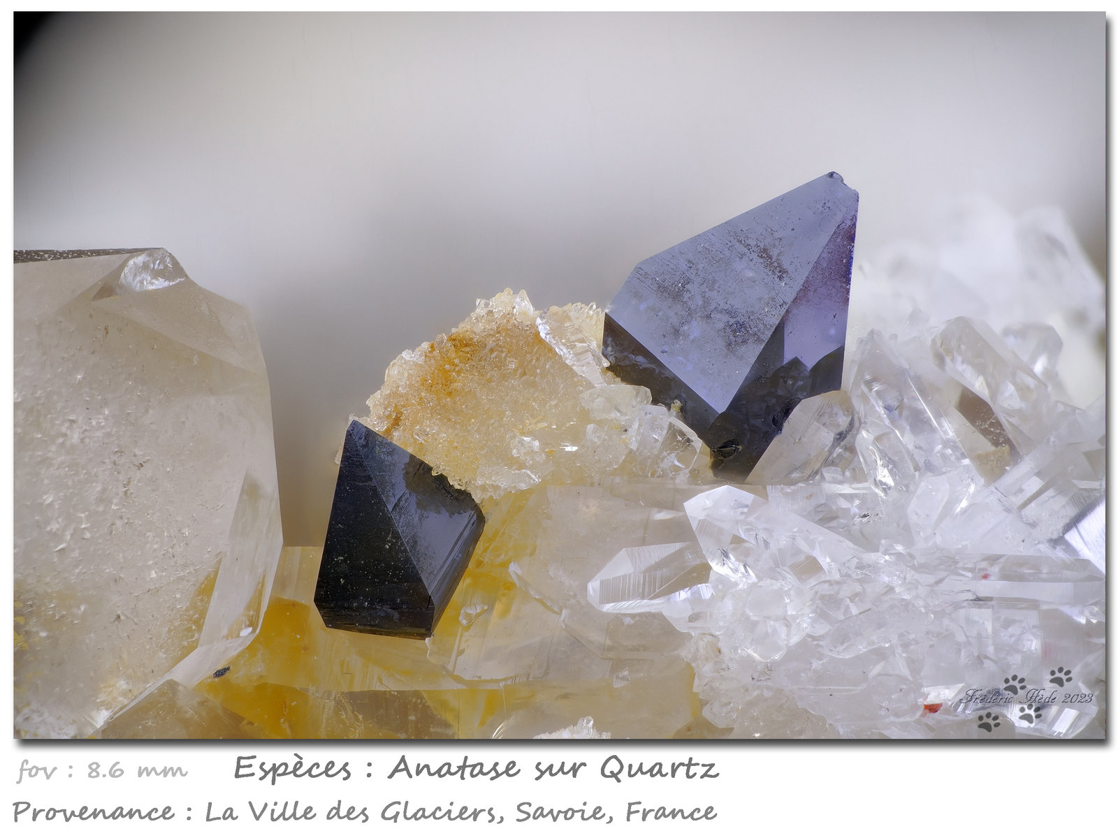 Anatase on Quartz
fov 8.6 mm
(Autor: ploum)