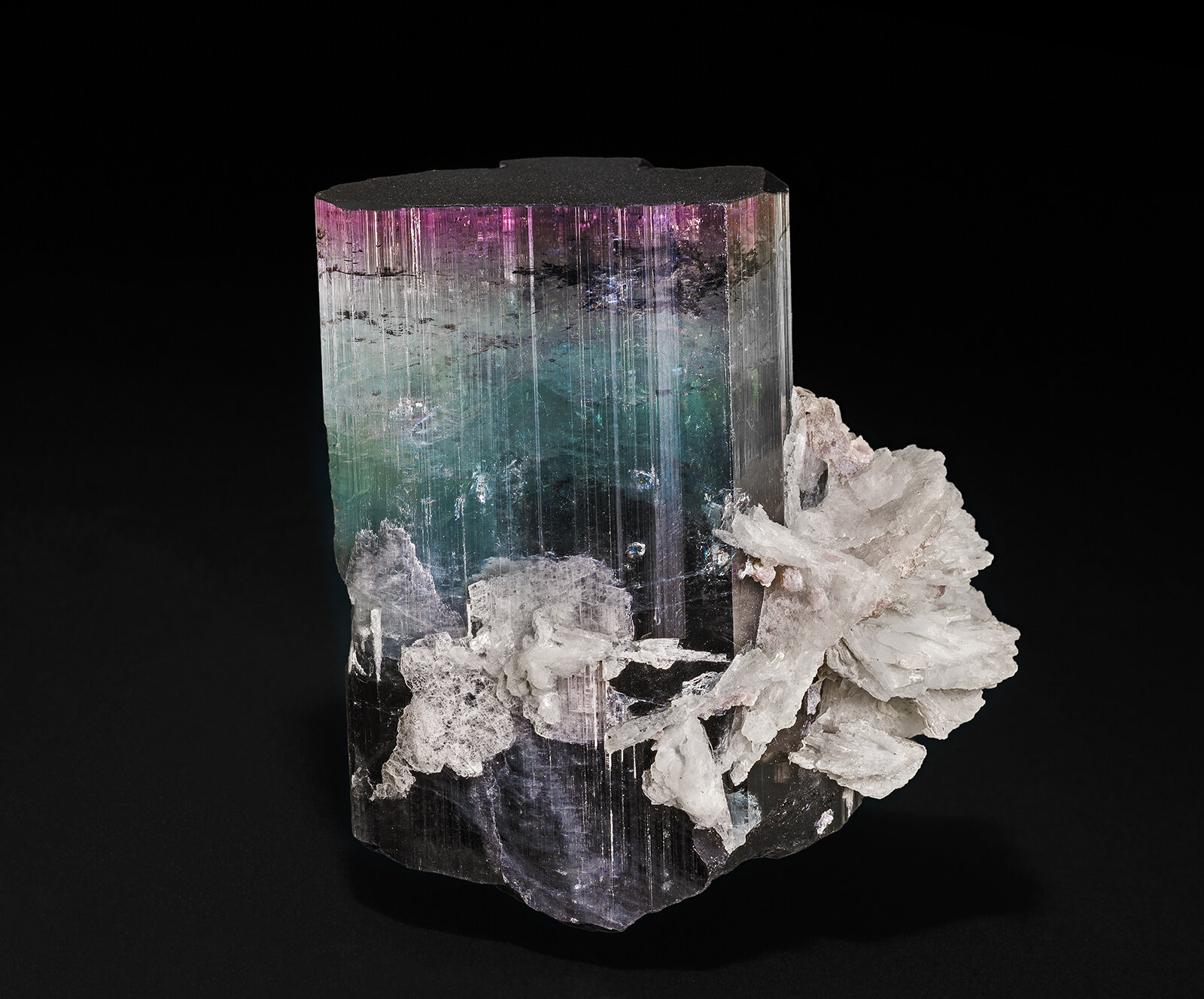 Elbaite, Albite (variety cleavelandite)
7.0 x 6.4 cm
(Autor: am mizunaka)