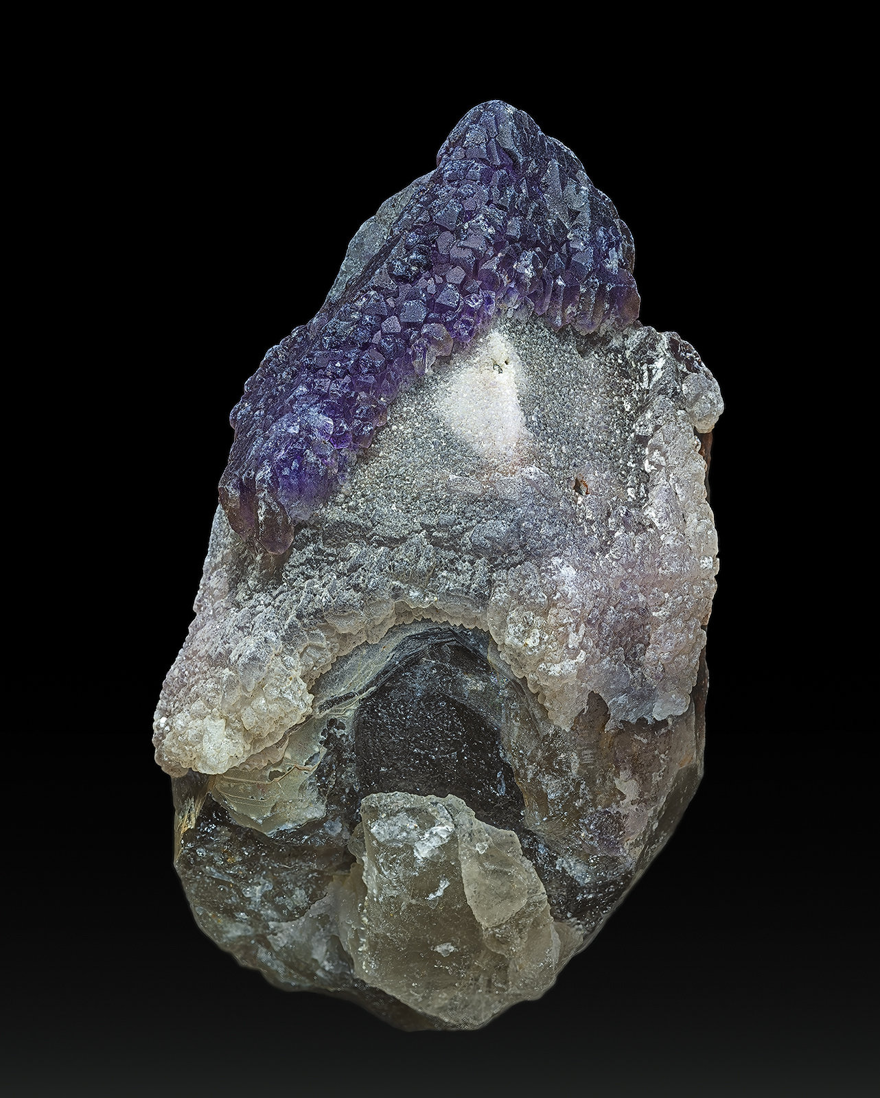 Quartz (variety amethyst), Quartz (variety smoky quartz), Quartz
12.2 x 7.5 cm
(Autor: am mizunaka)