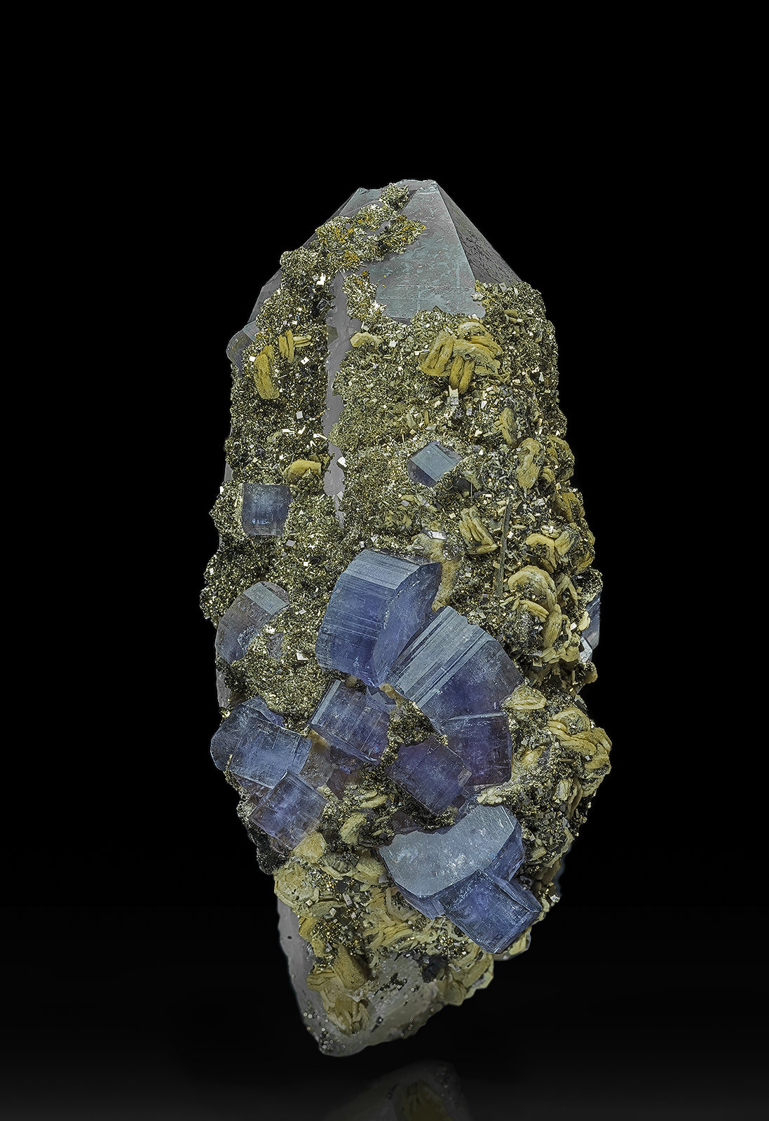 Fluorapatite, Quartz, Pyrite, Siderite
9.7 x 4.0 cm
(Autor: am mizunaka)