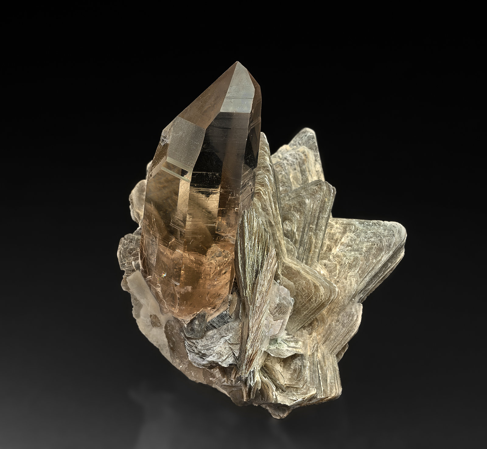 Quartz (variety smoky quartz), Muscovite
7.5 x 7.6 cm
(Autor: am mizunaka)