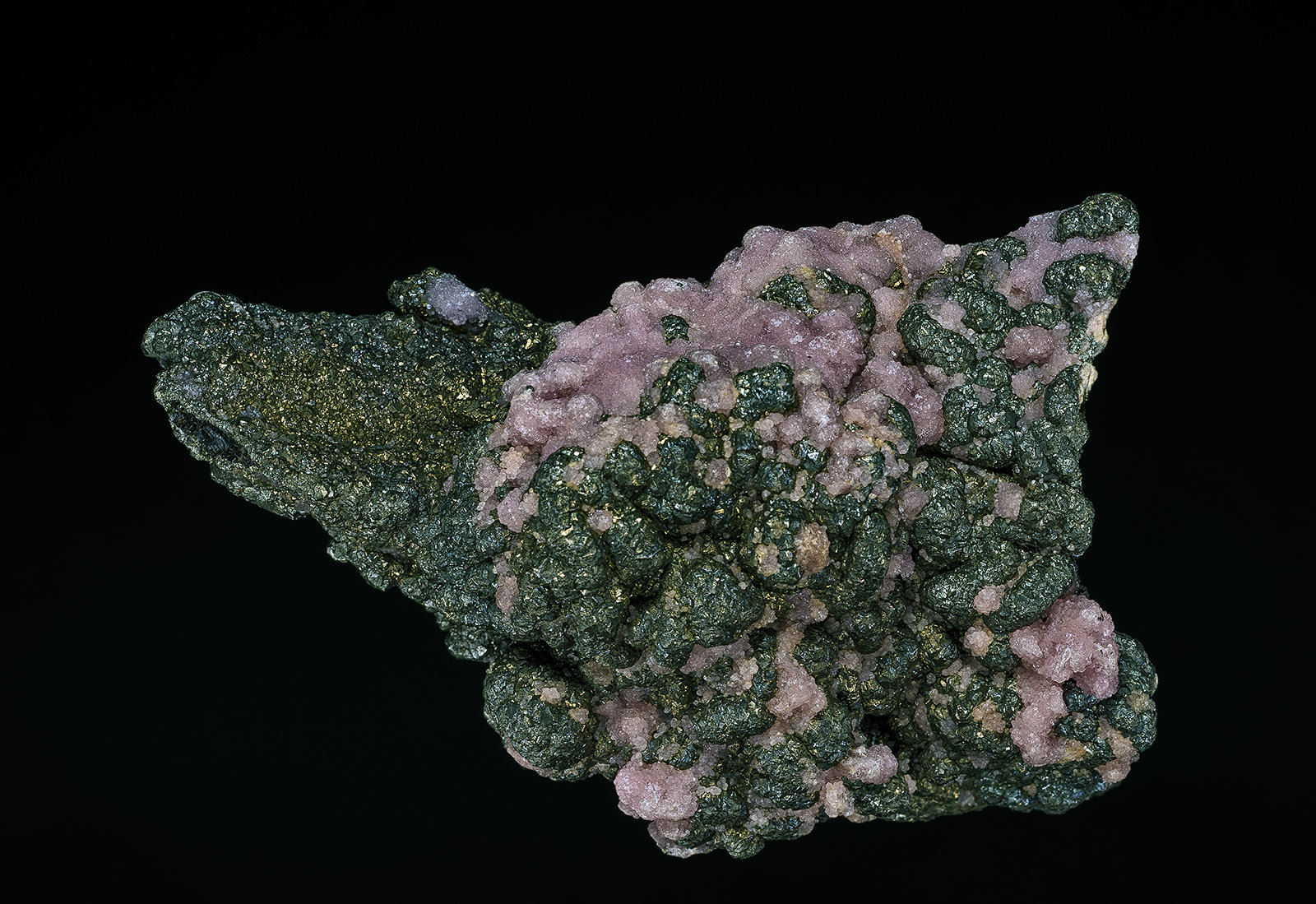 Rhodochrosite, Pyrite
9.4 x 6.5 x 4.5 cm
(Autor: am mizunaka)
