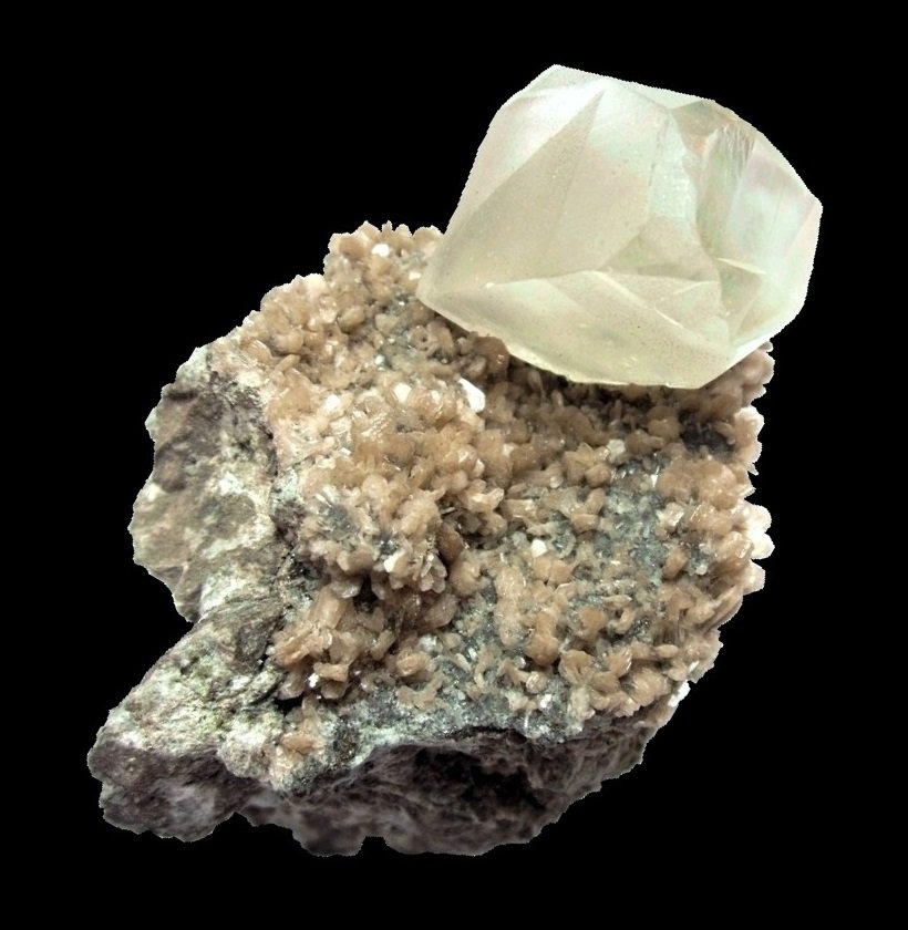 Calcite, Stilbite
Specimen size 7,5 cm, calcite crystal 2,5 cm
(Autor: Tobi)