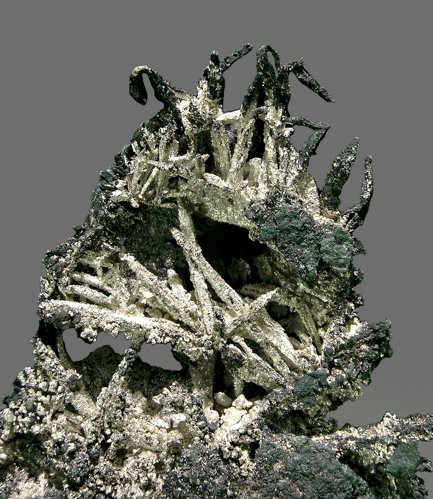 Silver with Sphalerite
main crystal size: 2 × 0.2 cm
(Autor: Jordi Fabre)