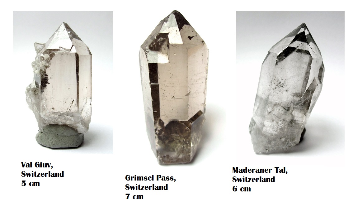 Smoky quartz
Smallest one 5, largest one 7 cm
(Autor: Tobi)