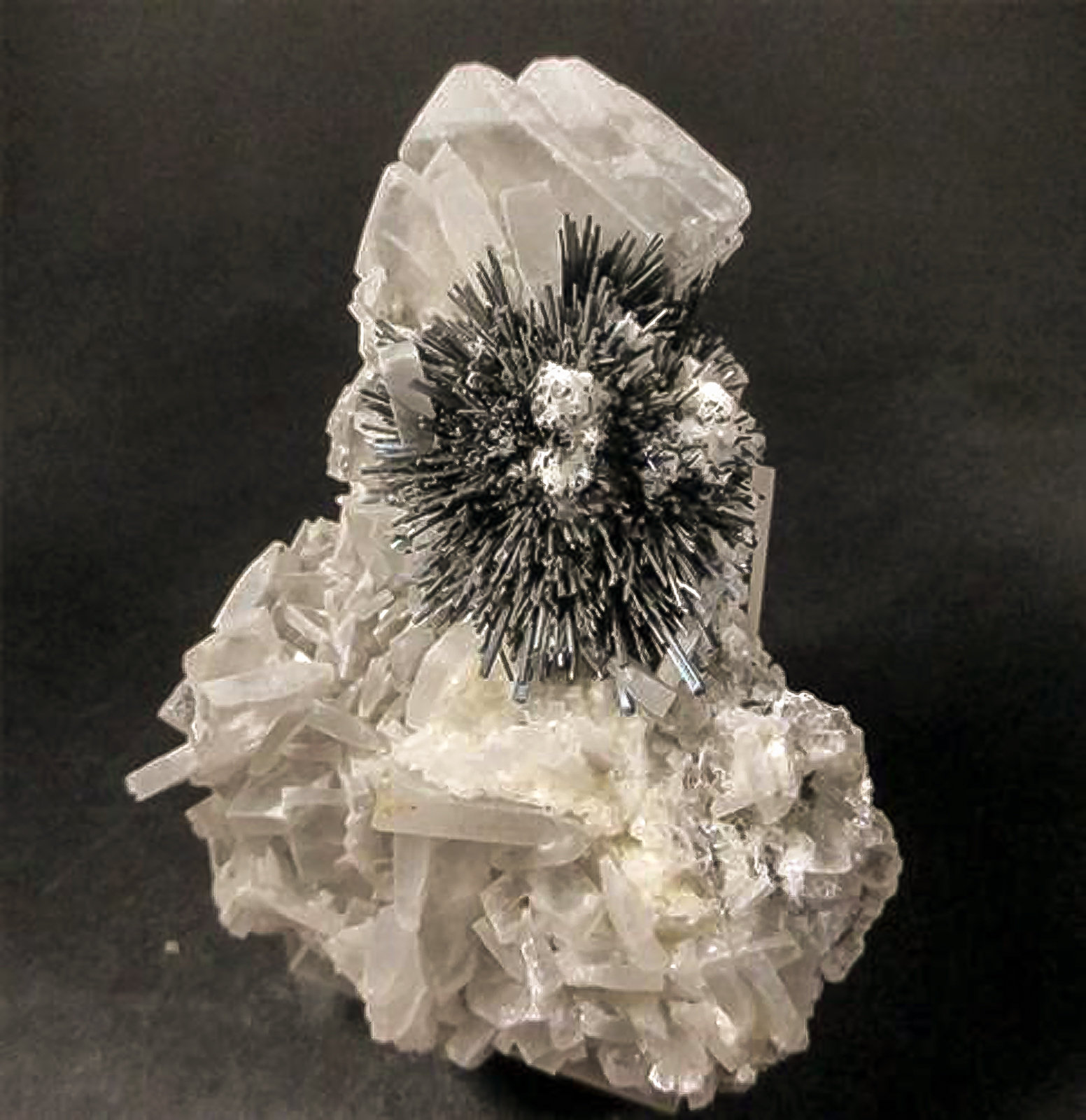 Stibnite on Barite
H: 10.5cm x W: 7.8cm x D: 3.4cm
(Autor: Adrian Pripoae)