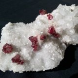 Cinnabar on Quartz, Dolomite
13 x 9 cm, crystal size up to 15 mm
(Autor: Volkmar Stingl)