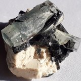 Beryl (variety aquamarine), Tourmaline (variety Schorl), Orthoclase
2 x 1,5 cm
(Autor: Volkmar Stingl)
