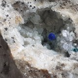 Azurite, Dolomite
FoV 2,5 x 2 cm
(Autor: Volkmar Stingl)