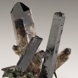 Aegirine, Quartz
88mm x 60mm. Largest aegirine crystal: 82mm long: largest quartz crystal: 88mm long.
(Autor: Carles Millan)