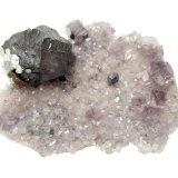 Galena, fluorite, calcite, chalcopyrite
Specimen size 6,5 cm, large galena crystal 2 cm
(Autor: Tobi)