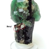 Fluorite, quartz, schorl, beryl (backside)
Specimen height 6,5 cm, fluorite measures 4 cm, quartz 6 cm, largest schorls 6 cm
(Autor: Tobi)