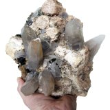 Quartz, Feldspar, Schorl, Muscovite, Fluorite
Specimen size 26 cm, largest quartz crystals 11 cm
(Autor: Tobi)