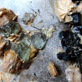 Quartz, Feldspar, Schorl, Muscovite, Fluorite
FOV 5 cm
(Autor: Tobi)