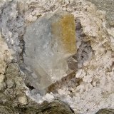 Celestine on Quartz
celestine is 4.5 cm
(Autor: Bob Harman)
