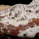 Aragonite on Dolomite (variety ferroan)
the cavity is 11 cm x 5.5 cm the aragonite needles are up to 1.0 cm
(Autor: Bob Harman)