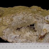 Quartz (geode)  and Aragonite in vug
See ruler for dimensions
(Autor: Bob Harman)