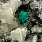 Beryl (variety emerald), Calcite
9cm across, xls=20mm
(Autor: Fiebre Verde)