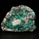 Beryl (variety emerald), Pyrite, Calcite, Albite (variety cleavelandite)
58x43x34mm, aggregate of xls up to 11mm
(Autor: Fiebre Verde)